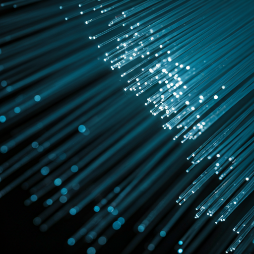 Abstract deep blue data network fiber optics background